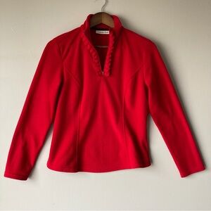 Coldwater Creek 1/4 Zip Fleece Top Ruffle Collar Women’s XS